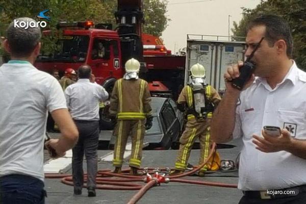 حادثه در نزدیکی مجتمع کورش تهران: نشست زمین در نزدیکی تونل مترو، ریزش کف خیابان و سقوط یک خودرو